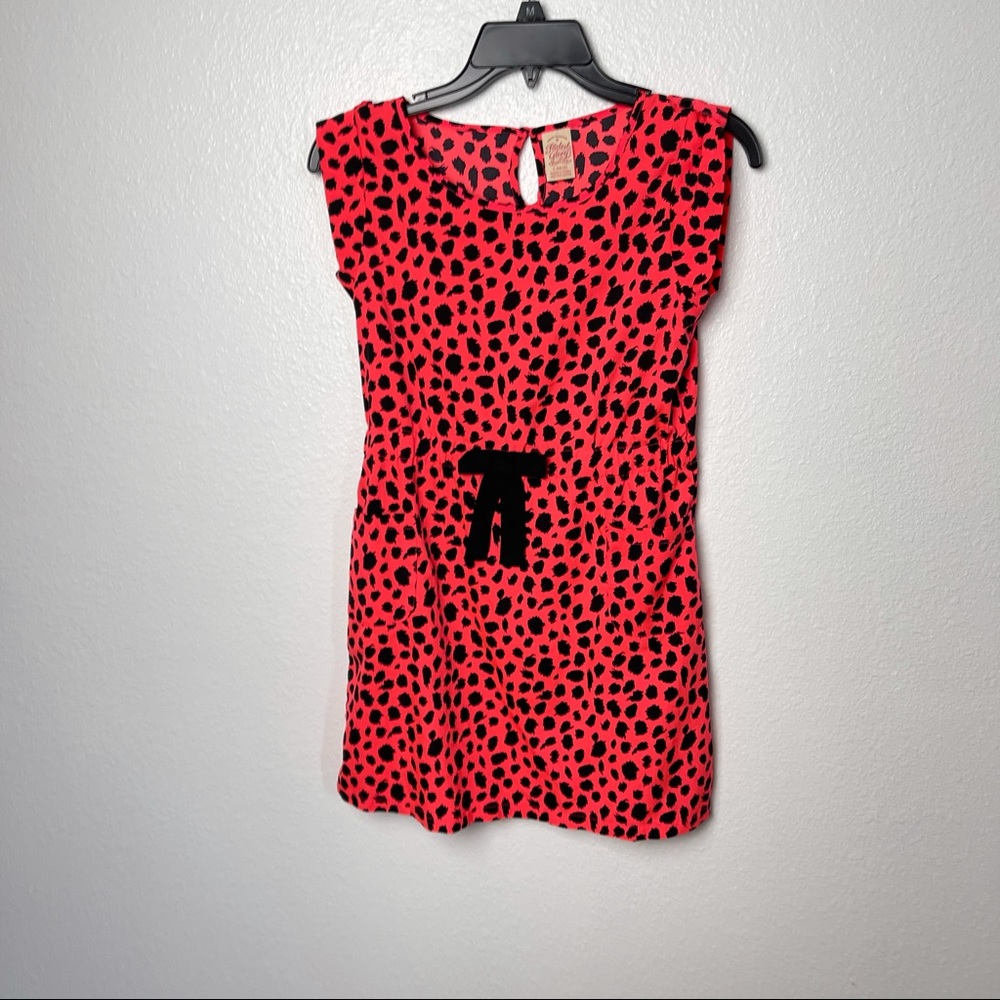 Faded Glory neon coral short sleeve animal print dress size 10/12